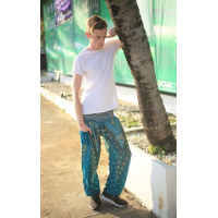 Yoga-Harembroek Small Veer groen/blauw